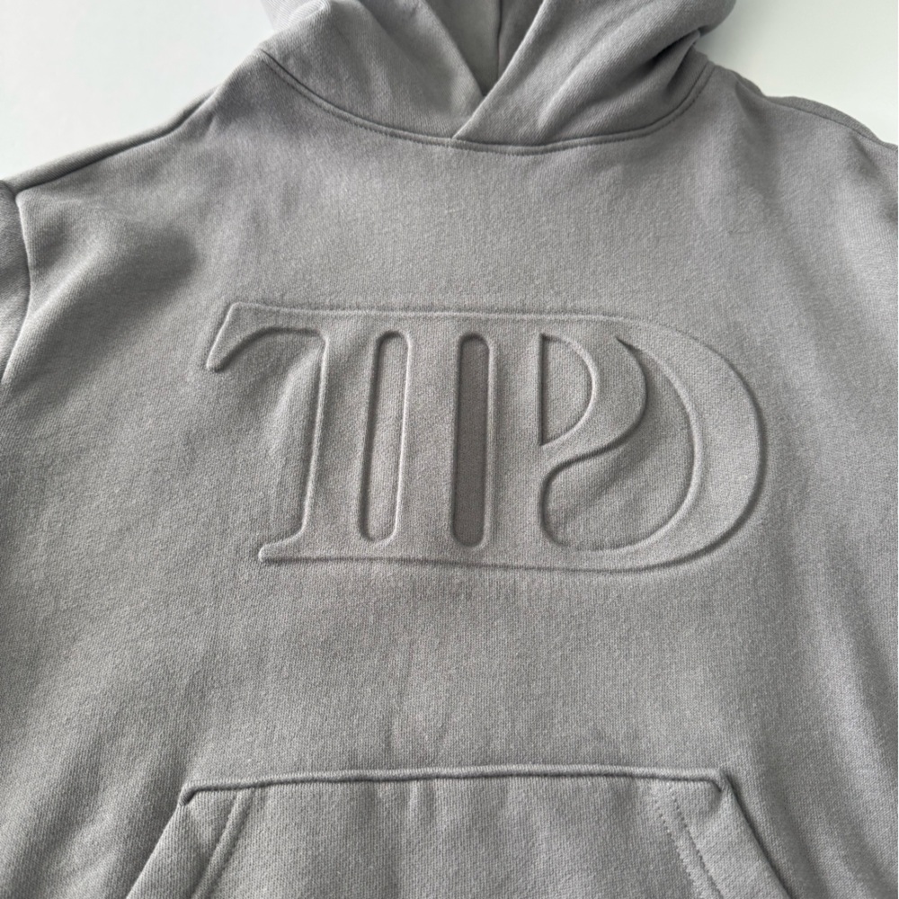 Taylor Swift The Tortured Poets Department TTPD Gray Embossed Hoodie Youth M - Picture 2 of 6